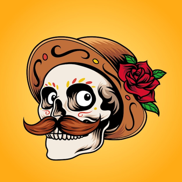 Dia De Los Muertos Crâne Avec Chapeau