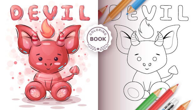 Vecteur diable mignon - livre de coloriage pour enfant et enfants