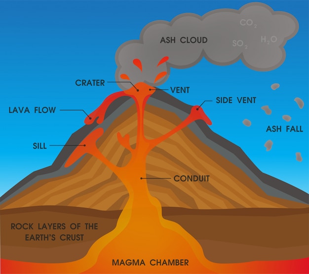 Vecteur diagramme d'anatomie du volcan.