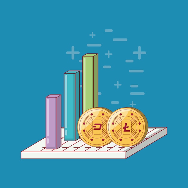 diagramme à barres et cryptocoins