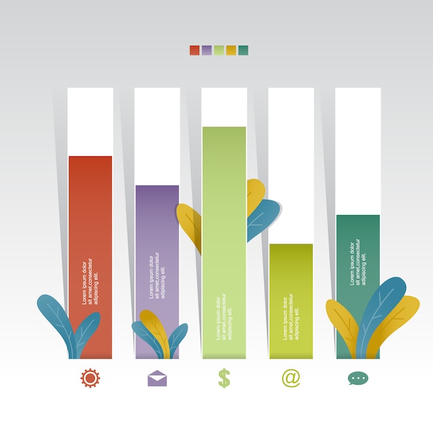 Vecteur diagramme à barres diagramme graphique statistique entreprise infographie illustration avec nature leaf