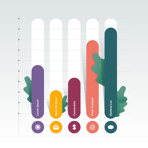 Vecteur diagramme à barres diagramme graphique statistique entreprise infographie illustration avec nature leaf