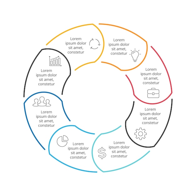 Diagramme de cercle linéaire. Modèle d'infographie vectorielle. Options de coeur minimalistes, étapes.