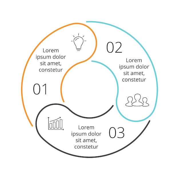 Diagramme De Cercle Linéaire. Modèle D'infographie Vectorielle. Options De Coeur Minimalistes, étapes.