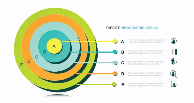 Diagramme Cible Moderne D'infographie Avec La Bannière Abstraite D'illustration Stock De Description De Projet