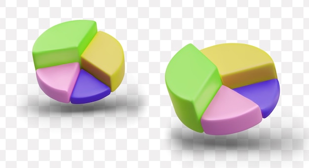 Vecteur diagramme coloré dans différentes positions avec l'ombre