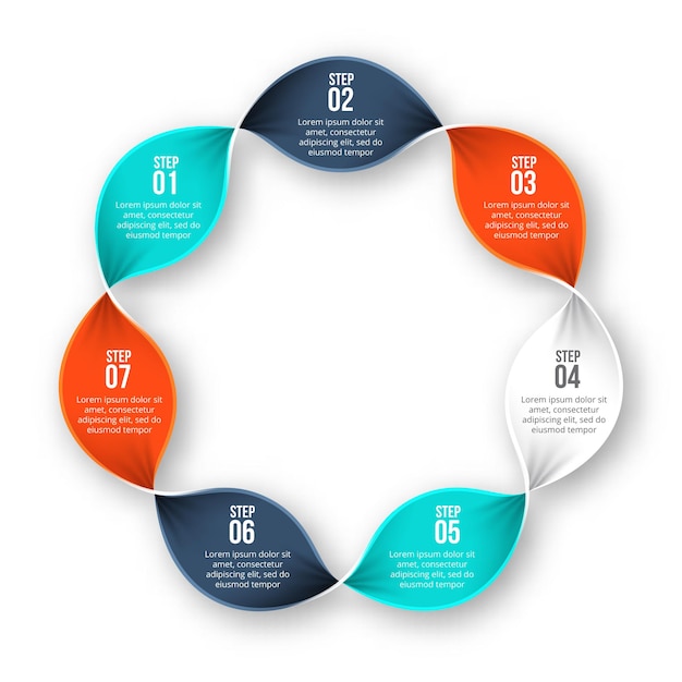 Diagramme De Cycle Avec 7 Options Ou étapes. Diapositive Pour La Présentation D'entreprise Infographique.