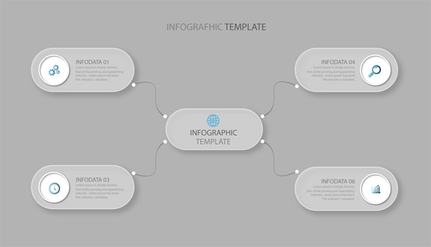 Diagramme De Flux Avec éléments De Cercle Modèle De Conception Infographique Avec 4 Options