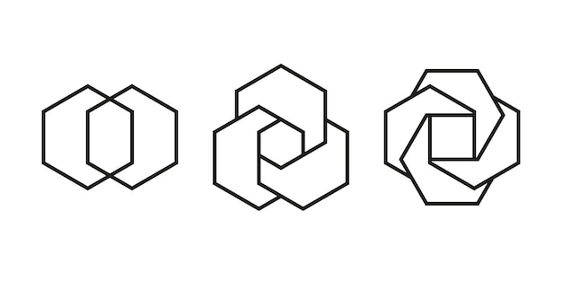 Diagramme Hexagonal Venn Graphique Linéaire Infographique Icône Vectorielle Sur Le Style De Ligne Eps 10 Modifiable