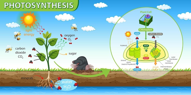 Diagramme Montrant La Photosynthèse Dans La Plante