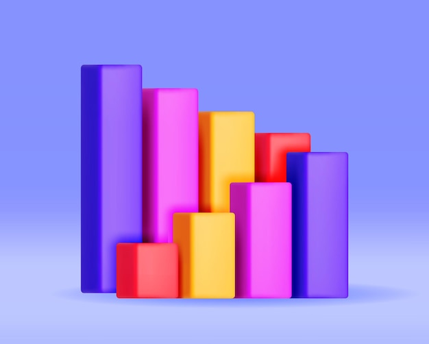 Vecteur diagramme de stock de croissance 3d isolé