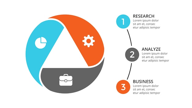 Diagramme De Triangle De Cercle Modèle De Présentation D'infographie Vectorielle Graphique 3 étapes D'options