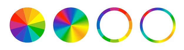 Diagrammes de camemberts Ensemble de cercles de couleurs différentes isolés Éléments d'infographie