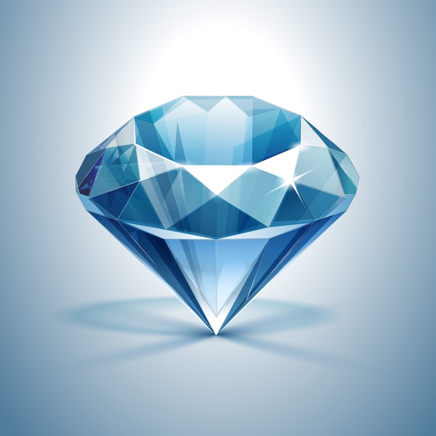 Vecteur diamant clair brillant bleu close up isolé