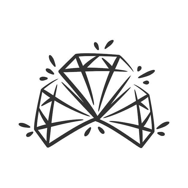 Diamant Gemme Ligne Art Illustration Dessinés à La Main