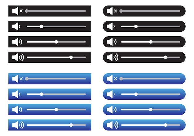 Vecteur diapositives de volume vectoriel définies en noir et bleu