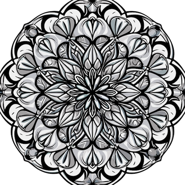 Vecteur dibujo para colorear mandala lignes florales blanches et noires