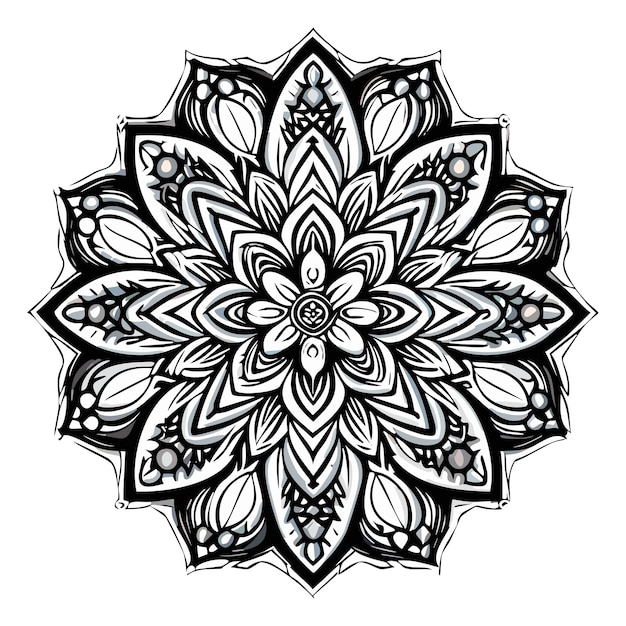 Dibujo Para Colorear Mandala Lignes Florales Blanches Et Noires