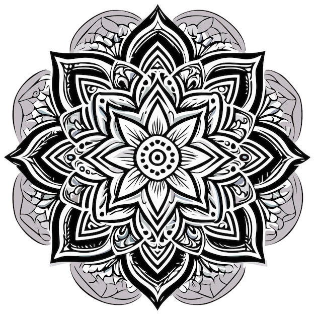 Dibujo Para Colorear Mandala Lignes Florales Blanches Et Noires
