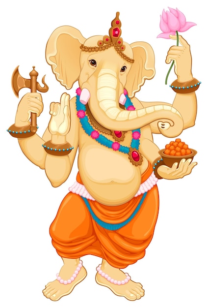 Vecteur le dieu hindou ganesha avec la tête d'éléphant