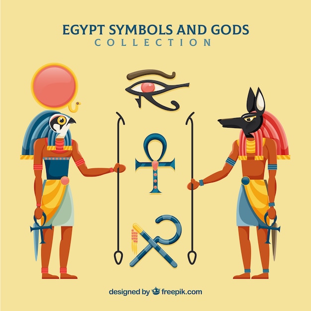 Vecteur dieux de l'egypte et symboles