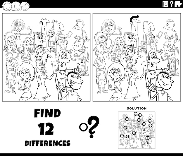 Différences d'activité avec les personnages de dessins animés avec des téléphones