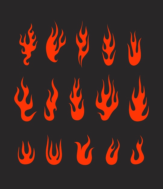 Différente collection de silhouettes de flammes abstraites