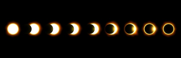 Différentes phases d'éclipse solaire et lunaire