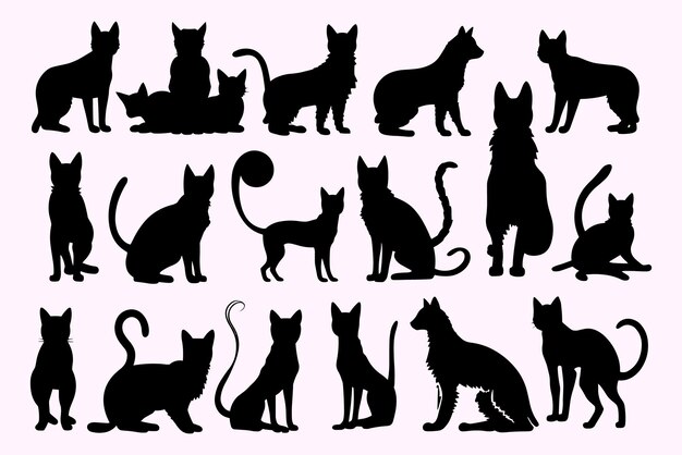 Vecteur différentes silhouettes de chats