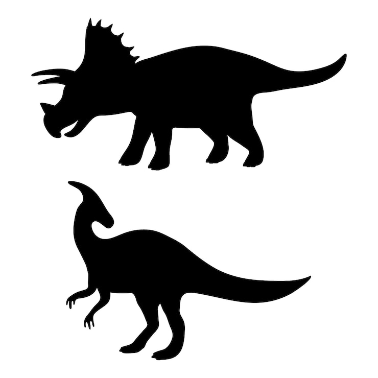 Vecteur différentes silhouettes de dinosaures sur un fond blanc