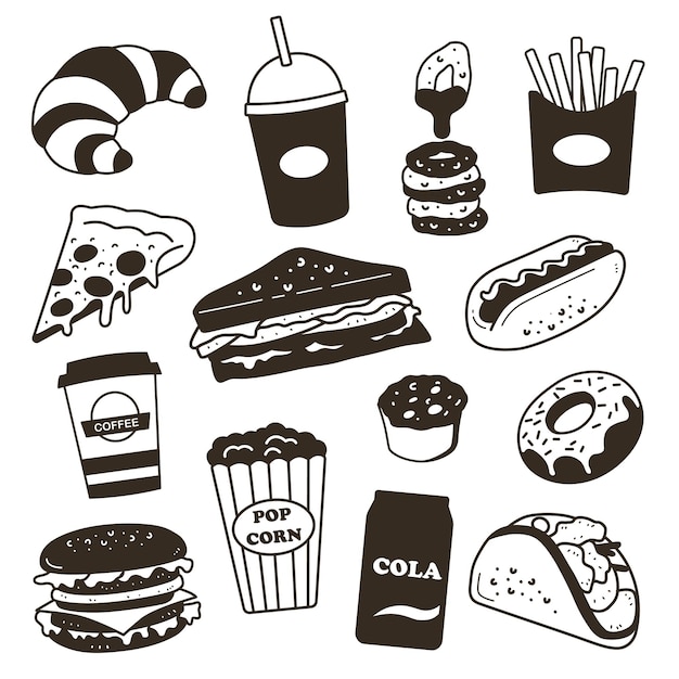 Différentes Silhouettes De Fast-food