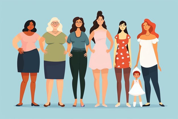 Différentes tailles et poses des femmes
