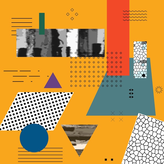 Différentes textures et formes collage d'illustration vectorielle artistique
