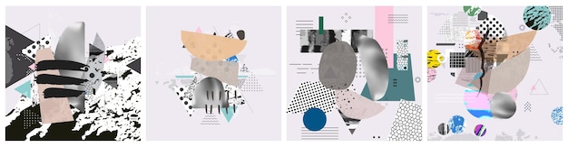 Différentes textures et formes collage d'illustration vectorielle artistique