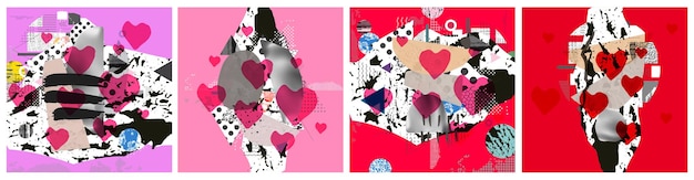 Différentes Textures Et Formes Collage D'illustration Vectorielle Artistique