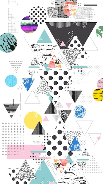 Différentes textures et formes géométriques collage d'illustration vectorielle artistique