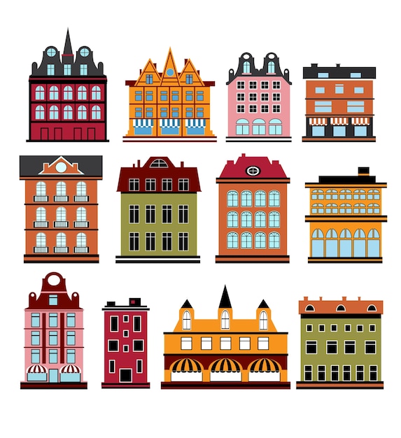 Différentes variantes de maisons sur le blanc