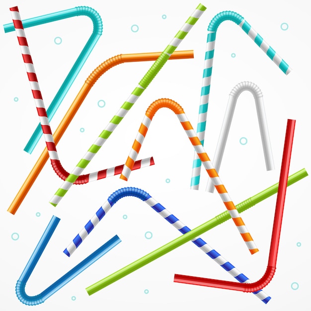 Différents arrière-plans colorés de pailles à boire pour une fête ou une célébration. Illustration vectorielle