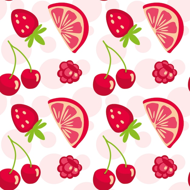 Différents Fruits Juteux Sur Les Couleurs Rouge Et Rose Gamma Modèle Sans Couture Pour Tissu