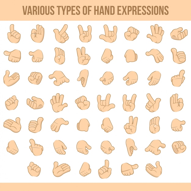 Vecteur différents types d'expressions de la main