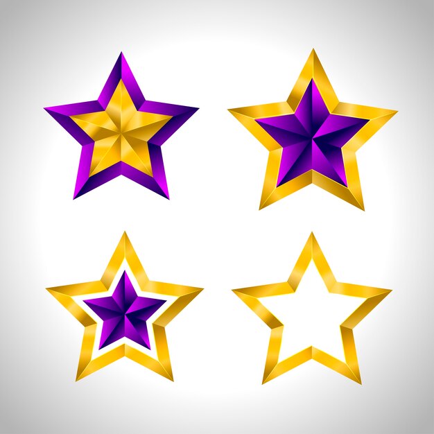 Différents types et formes d'étoiles d'or.