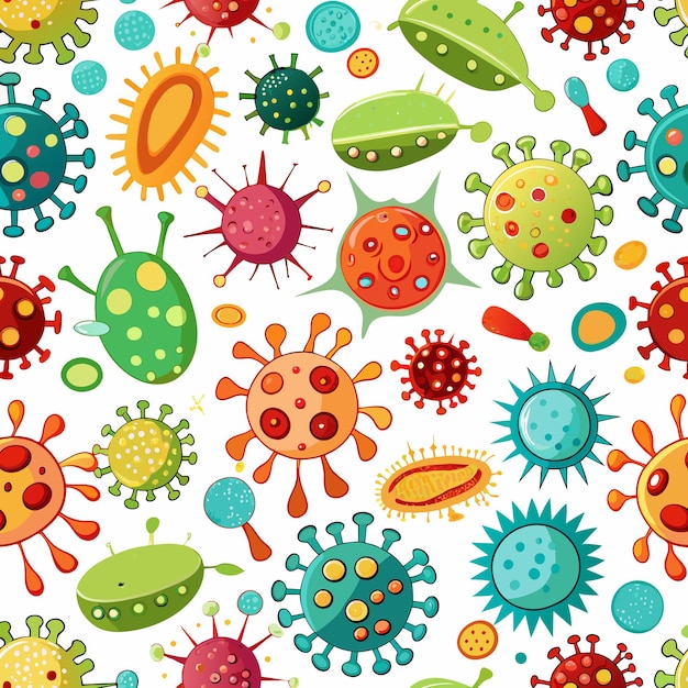 Vecteur différents types de virus bactéries biologie organismes modèle homogène
