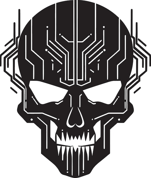 Vecteur digital doppelganger cyberpunk logo vecteur néon nomade emblème du crâne futuriste