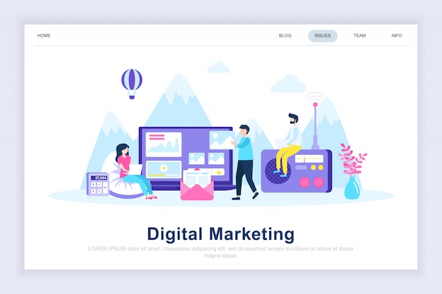 Digital landing page marketing moderne
