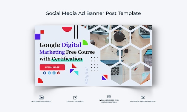 Vecteur digital marketing social media facebook ad banner post template vecteur premium