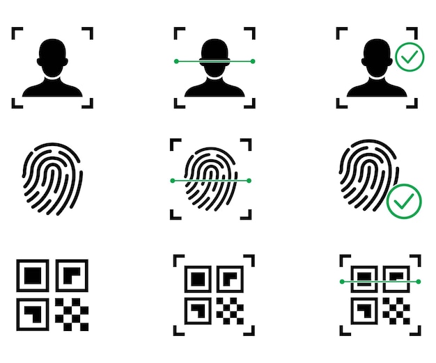Digital scanning qr and face detection security concept illustration