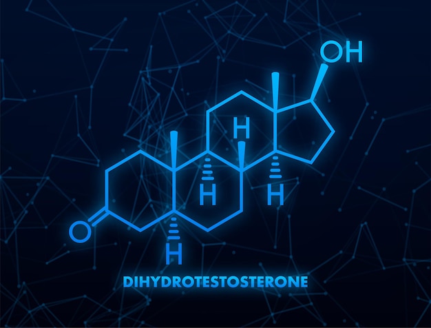 Dihydrotestostérone Dht Androstanolone Molécule D'hormone Stanolone Formule Squelettique