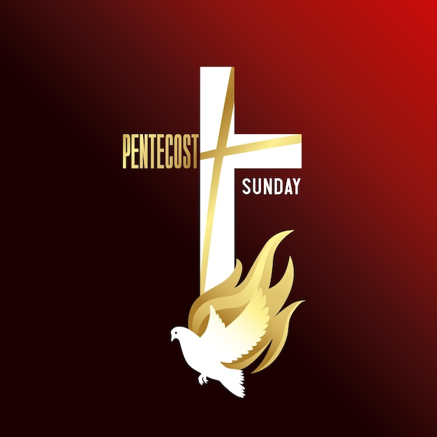 Dimanche Jésus Croix Et Colombe Bannière Chrétienne De La Pentecôte