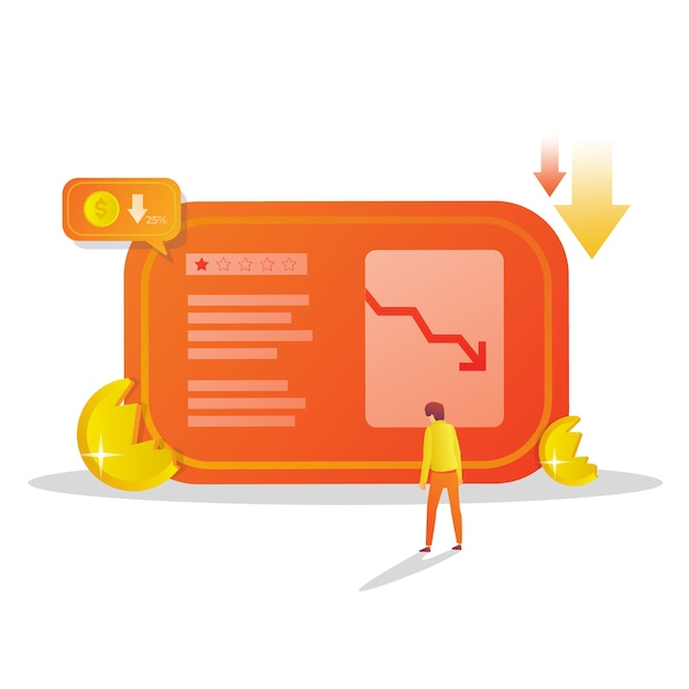 Diminution du taux et perte de revenu plat illustration