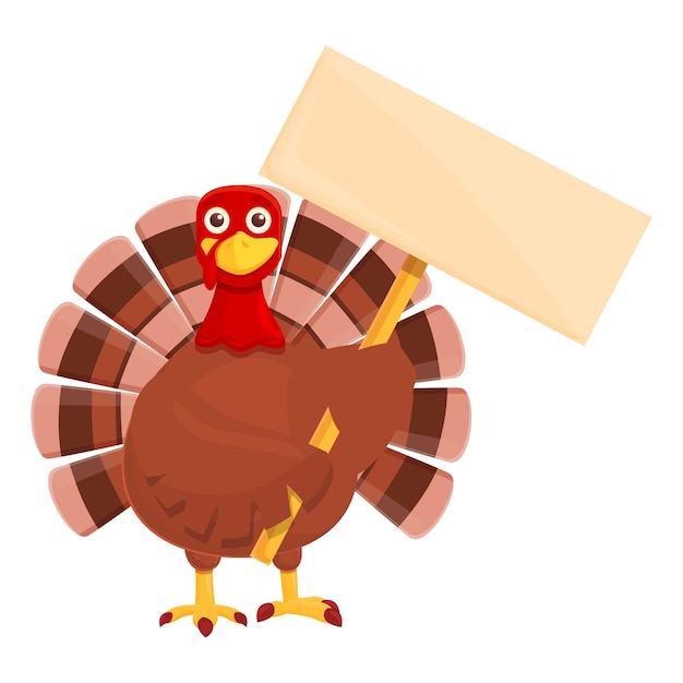 Vecteur la dinde de thanksgiving prend l'icône de bannière dessin animé de la dinde de thanksgiving prend l'icône de vecteur de bannière pour la conception de sites web isolée sur fond blanc